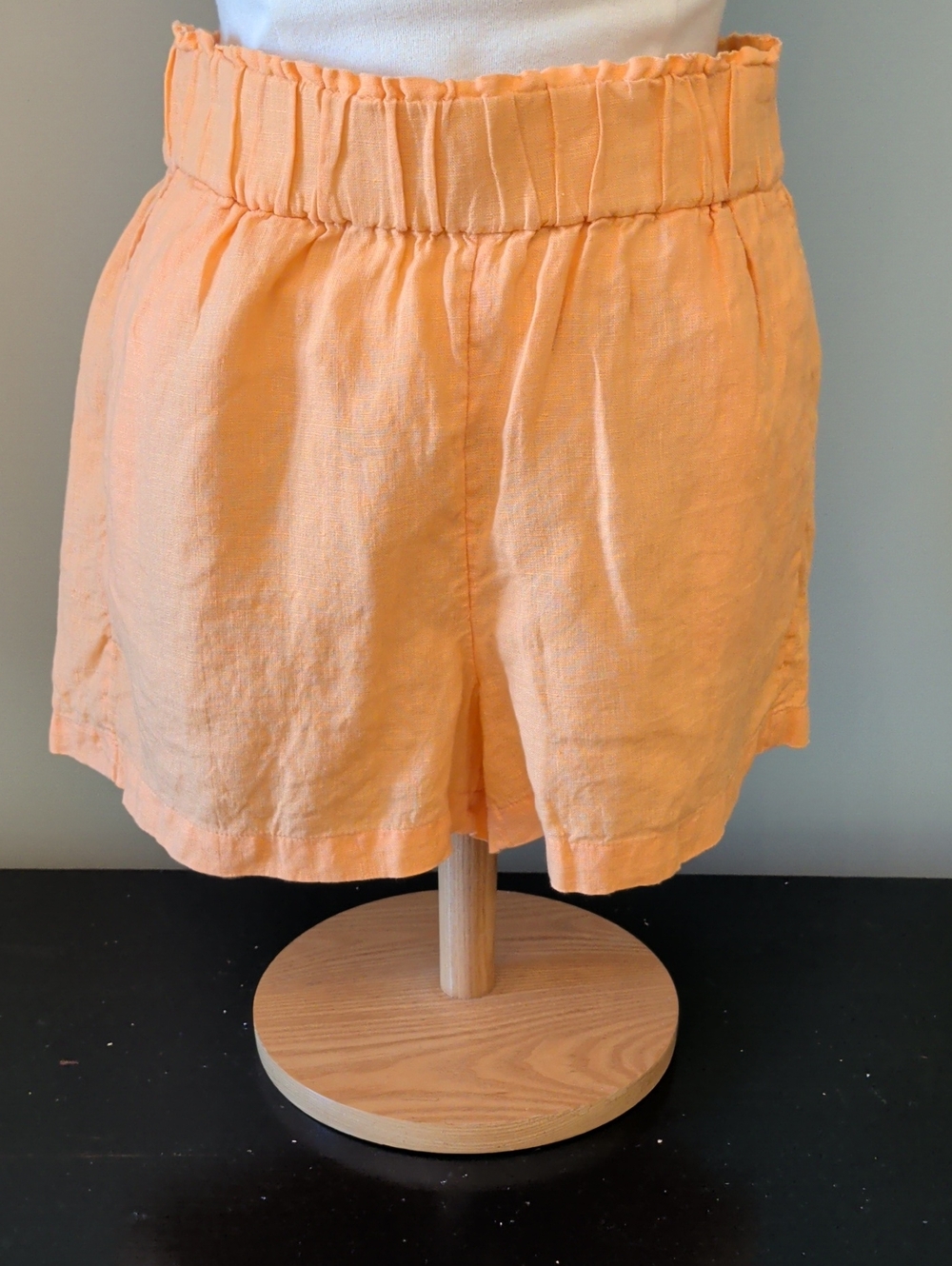 J CrewWomen’s Elastic Waist Light Tangerine Linen Shorts w/ Pockets Medium